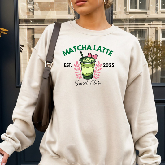 Matcha Latte Sweatshirt - Cozy Café Vibe
