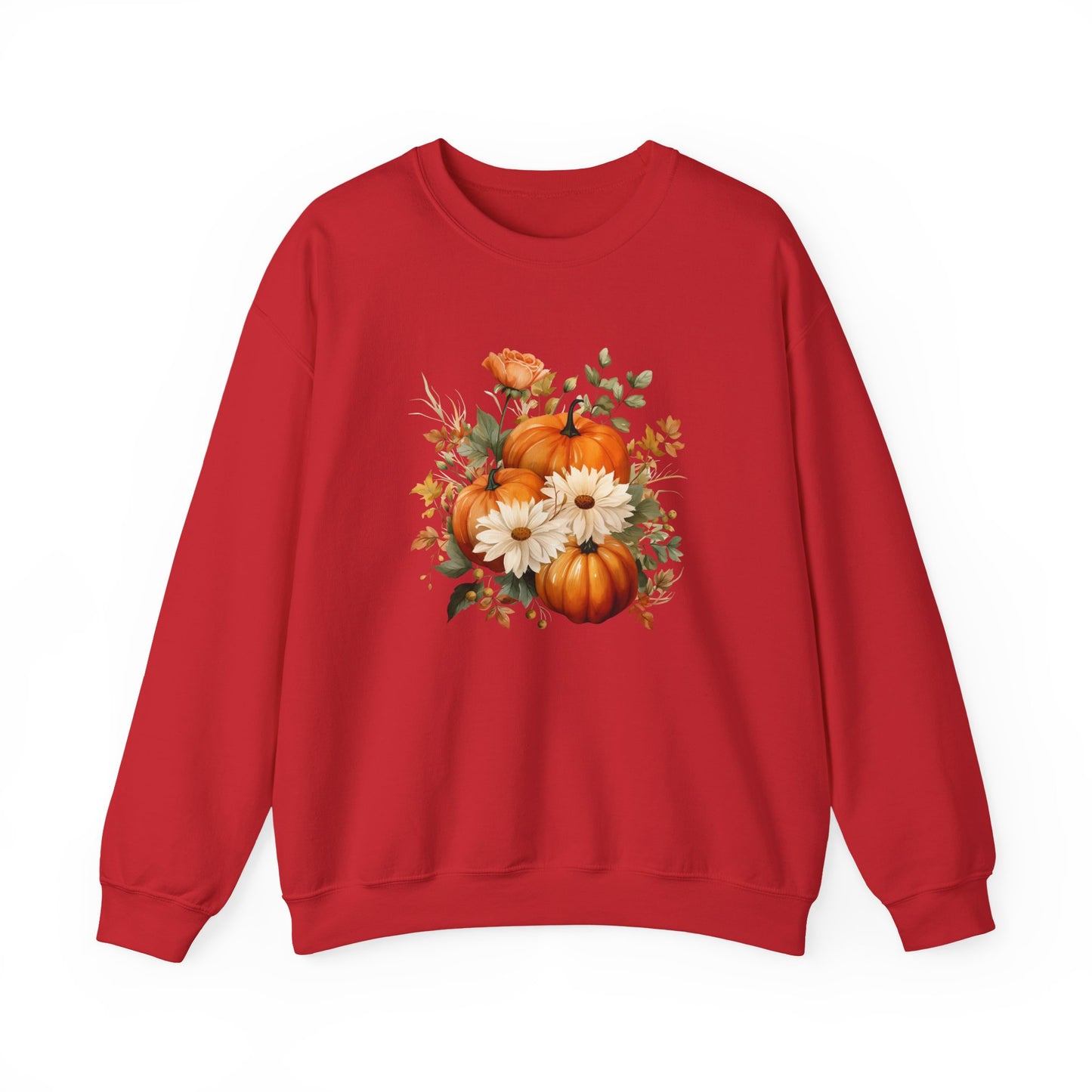 Autumn Floral Sweatshirt - Cozy Unisex Crewneck for Fall, Pumpkin Sweatshirt, Cute Fall Apparel, Harvest Gift, Thanksgiving Outfit