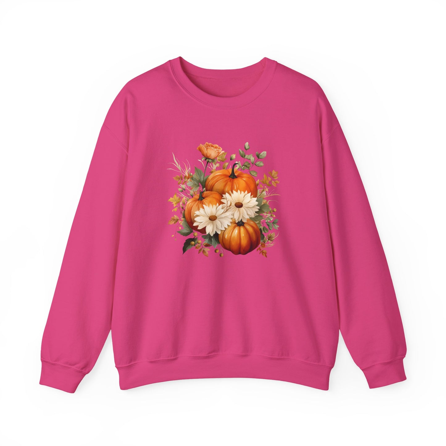 Autumn Floral Sweatshirt - Cozy Unisex Crewneck for Fall, Pumpkin Sweatshirt, Cute Fall Apparel, Harvest Gift, Thanksgiving Outfit