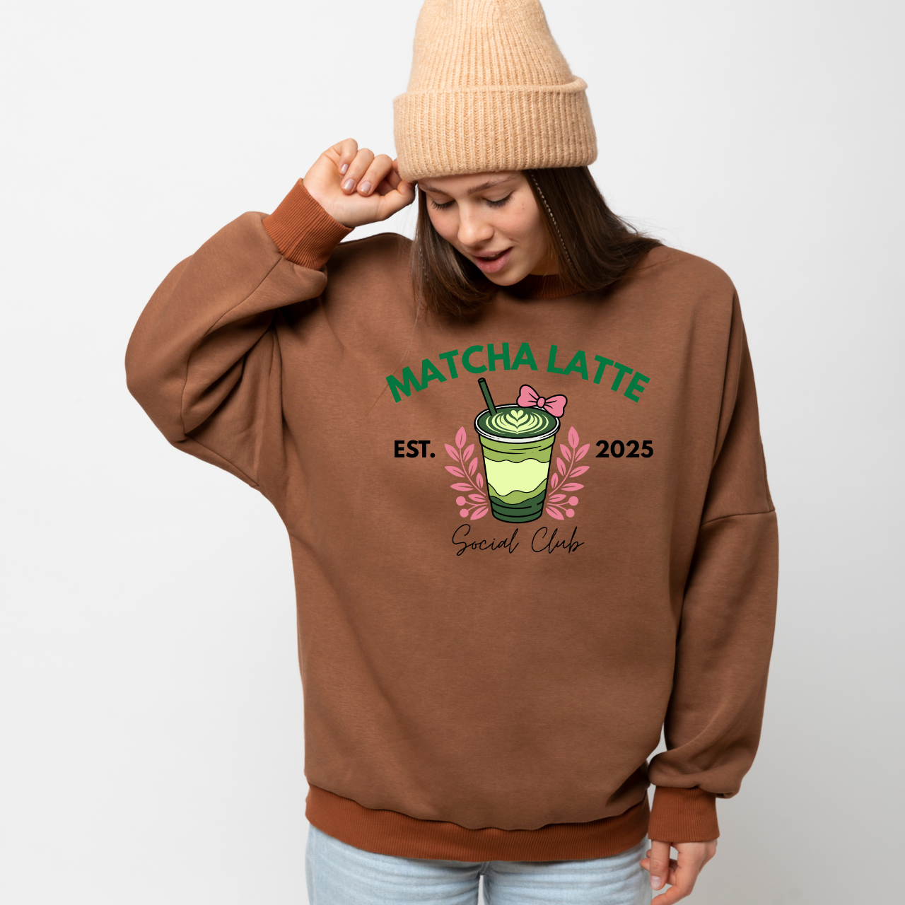 Matcha Latte Sweatshirt - Cozy Café Vibe
