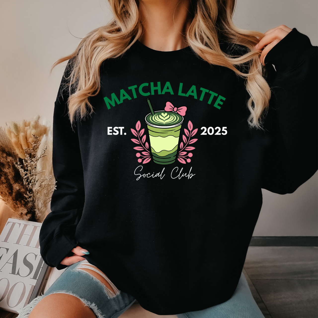 Matcha Latte Sweatshirt - Cozy Café Vibe
