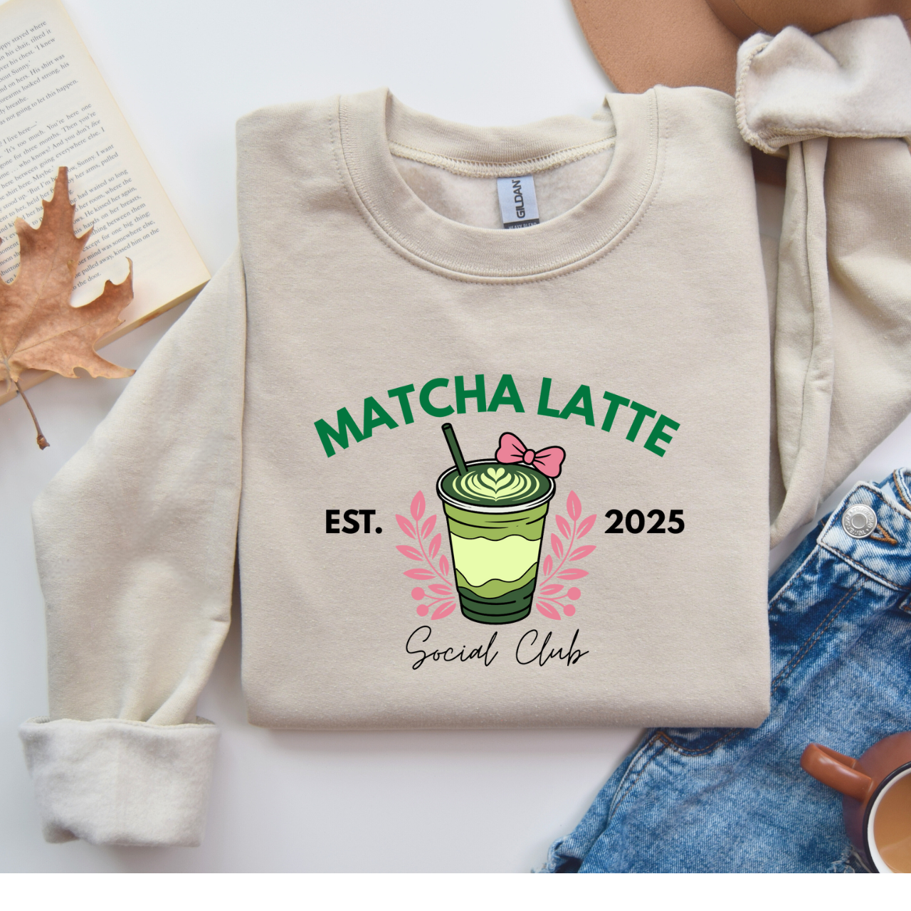 Matcha Latte Sweatshirt - Cozy Café Vibe