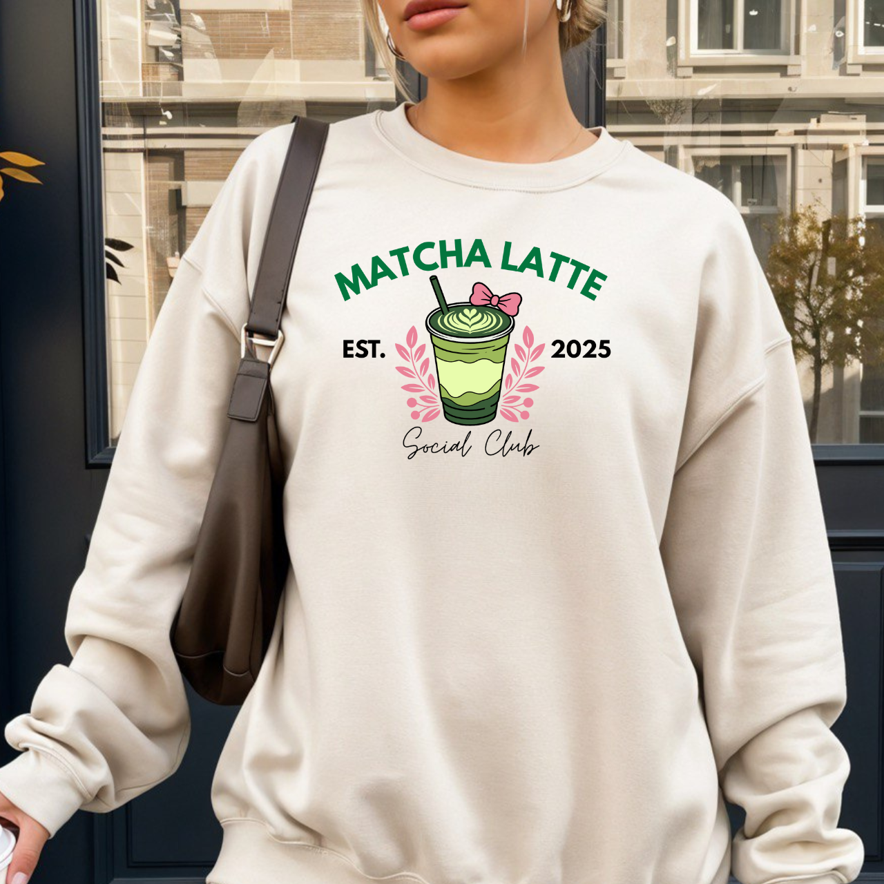 Matcha Latte Sweatshirt - Cozy Café Vibe